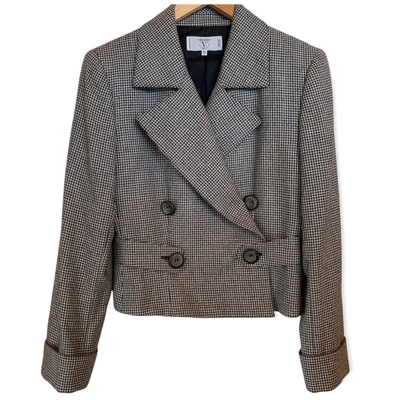 Valentino Miss V Double Breasted Houndstooth Two-Piece Suit Black/White Size 10 - Picture 2 of 16